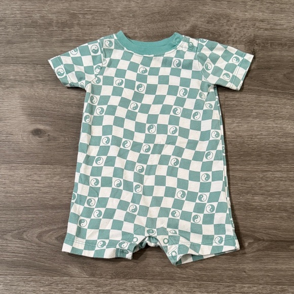 Garanimals Other - Garanimals Teal Checkered Yin & Yang Short Sleeve Onesie